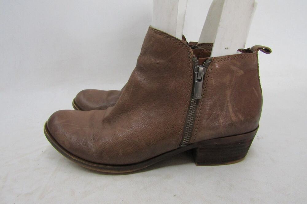 Lucky Brand Womens Size 8.5 M Brown Leather Zip Ankle Fashion Boots Bootie